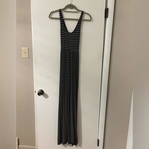 SO Black and White Striped Maxi Dress Cross Back